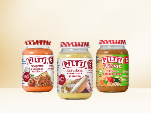 Kolme Piltti-purkkia 6 kk -viiteryhmälle