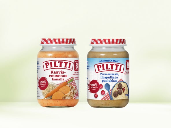 Kaksi Piltti-purkkia 8 kk -viiteryhmälle